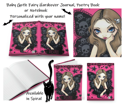 Premium Hardcover Matte Lined Journal or Notebook : Faerie Notebook | Fairy Notebook | Butterfly Journal | Fairy Core Journal | Fairy Poetry Journal | Goth Poetry Journal