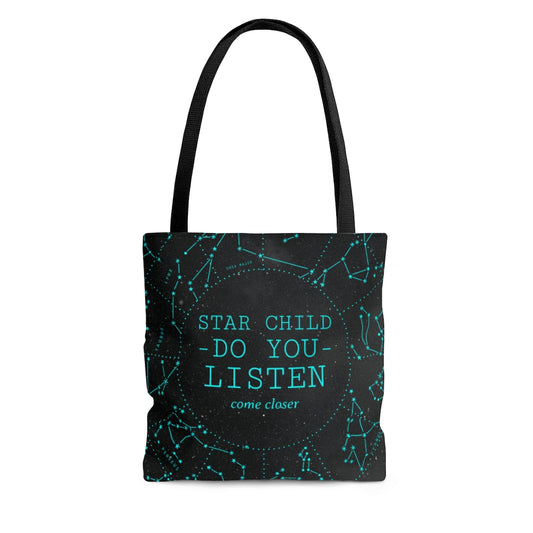 Star Child- Do You Listen? Astrology AOP Tote Bag