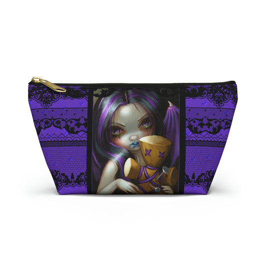 Voodoo Girl Accessory Pouch w T-bottom-  Voodoo Pouch-  Witchy Pouch- Witchy Makeup Bag- Witchy Accessories Bag