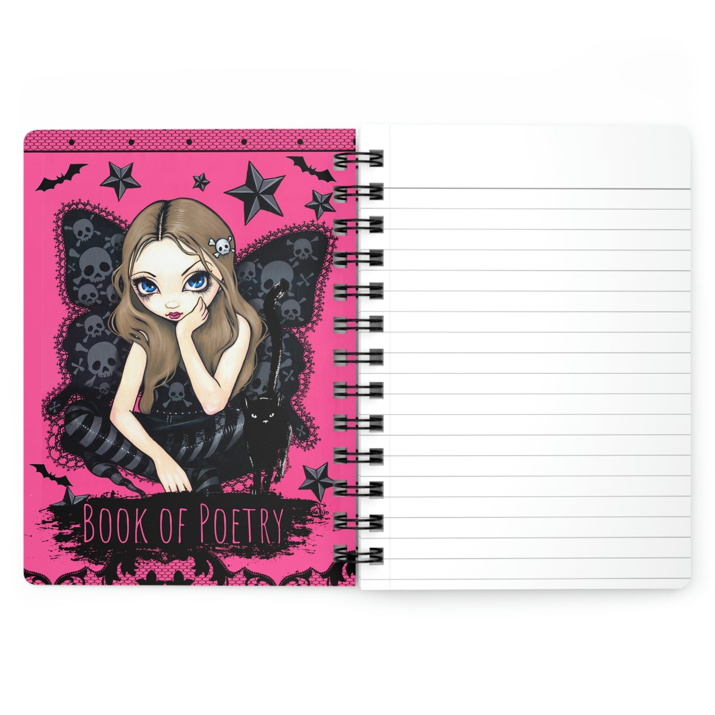 Premium Spiral Bound Journal or Notebook- Lined Pages | Fairy Notebook | Butterfly Journal | Fairy Core Journal | Fairy Poetry Journal | Goth Poetry Journal