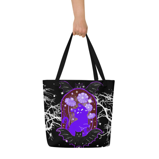 A Little Batty All-Over Print Large Tote Bag