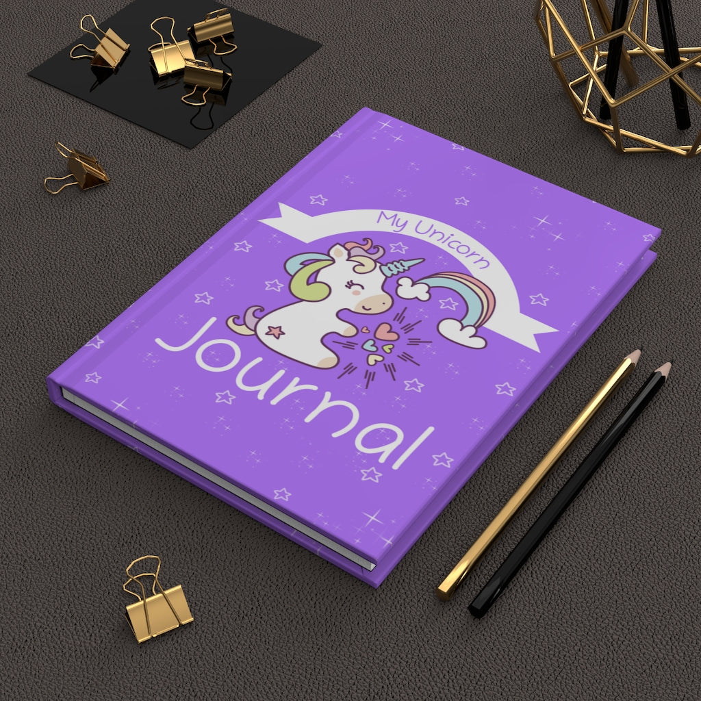 Magical Unicorn Little Girl Hardcover Matte Journal :  Unicorn Journal|  Rainbow Journal|  Little Girl Journal Journal  |