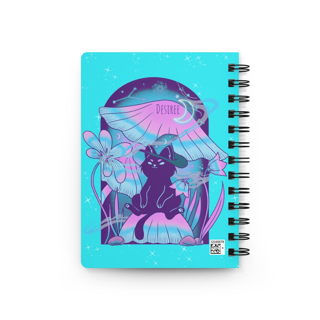 Fairy Core Witchy Luna Mushroom Cat Spiral Bound 5x7 Rule Lined Journal  | Witch Notebook | Witchy Notebook | Witchy Journal | Witch