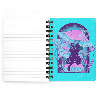 Fairy Core Witchy Luna Mushroom Cat Spiral Bound 5x7 Rule Lined Journal  | Witch Notebook | Witchy Notebook | Witchy Journal | Witch