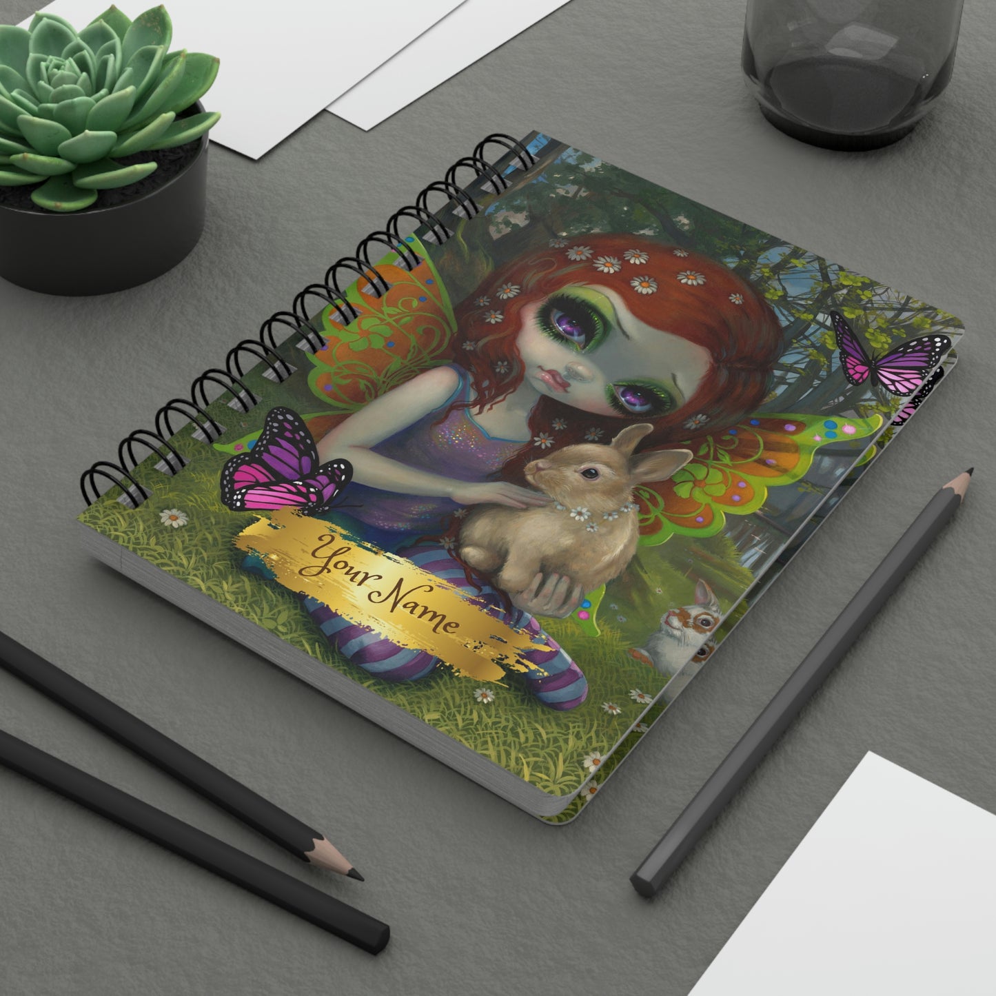 Butterfly Fairy Spiral Bound Journal 5x7 Rule Lined Journal : Faerie Notebook | Fairy Notebook | Butterfly Journal | Fairy Core Journal | Green Witch