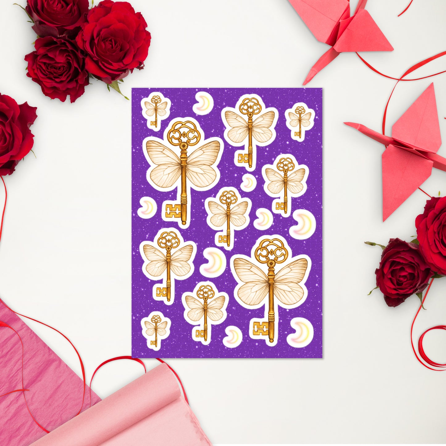 Romantic Fairy Key Sticker Sheet | Fairy Art Journaling Stickers | Fairy Core Stickers | Faerie Stickers | Fae Stickers